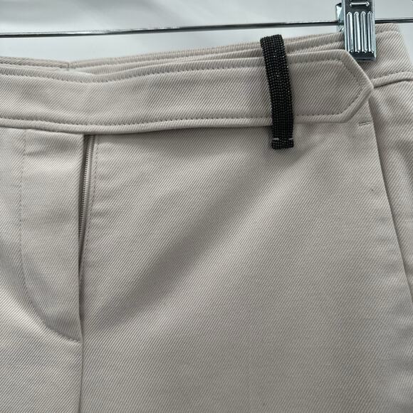 Brunello Cucinelli Pants Womens 2 Ivory Career Office Straight Designer Blingy - Picture 3 of 15